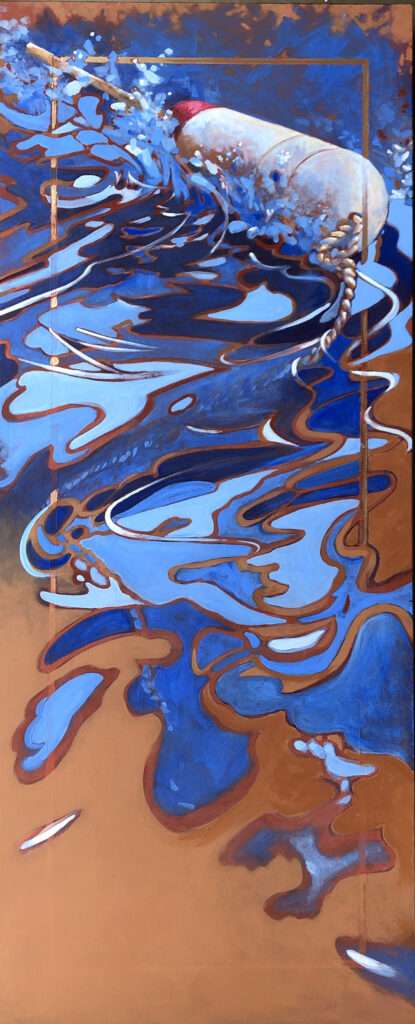 Acrylic painting of a fishing buoy in water